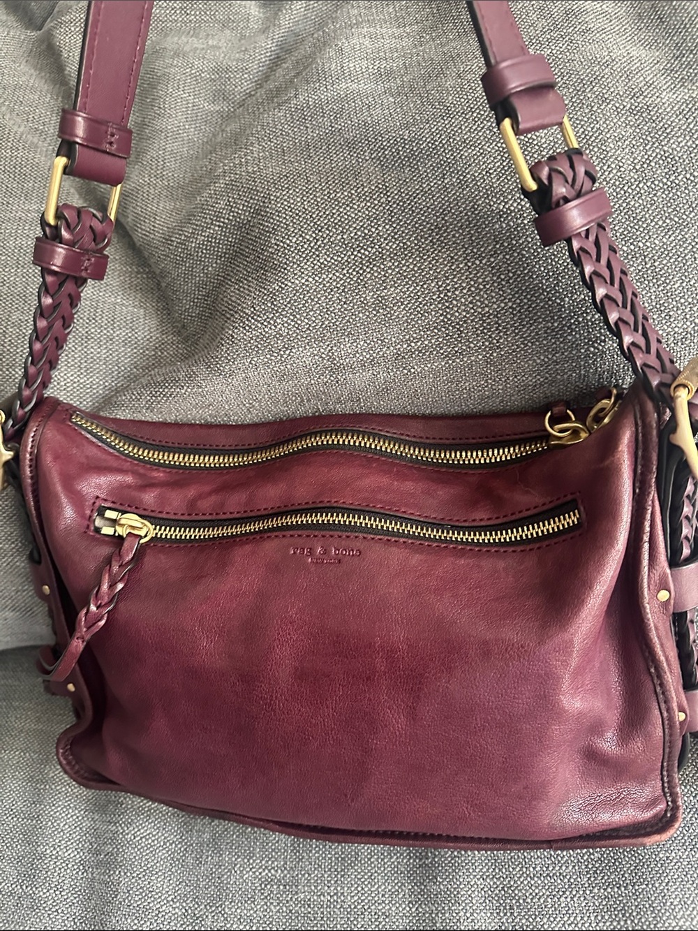 Vintage rag & bone Braided Strap Crossbody/Shoulder Bag in RARE Deep Burgundy - Picture 7 of 10